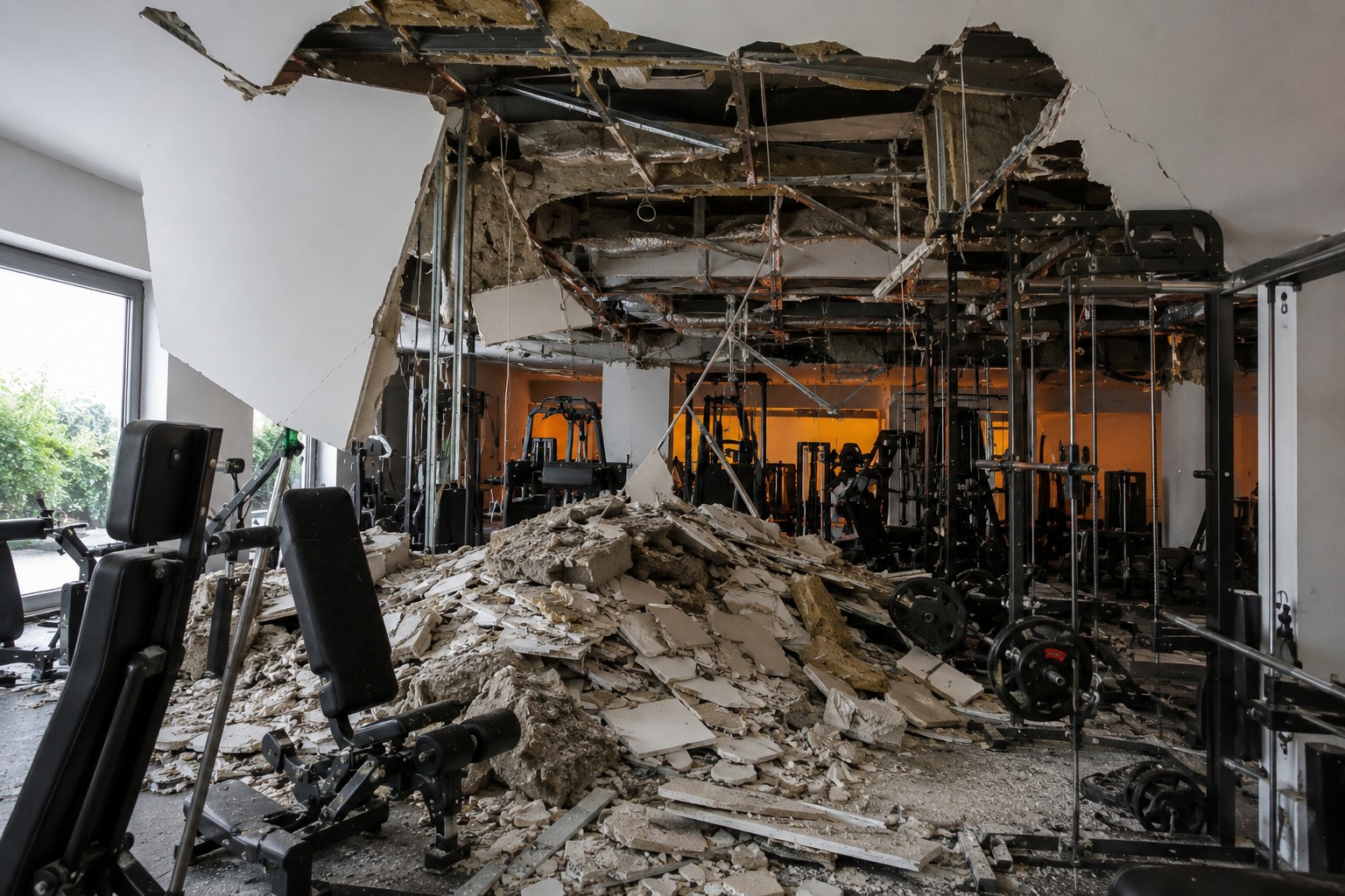 Pfinztal-Berghausen: Decke in Fitnessstudio stürzt während des Betriebs ein