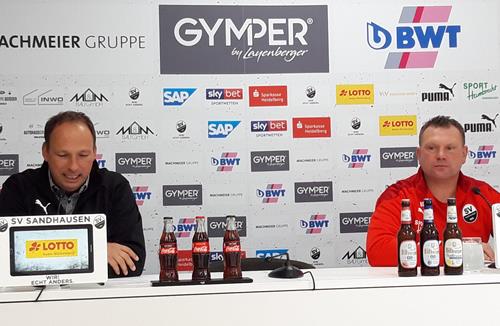 (Foto: Spowo) SVS Trainer Uwe Koschinat, rechts, und Pressesprecher Markus Beer 20201001 140047 1 Copy