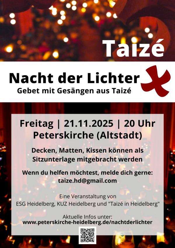 Heidelberg: „Nacht der Lichter“ lädt zu Gesang, Gebet und Stille in die Peterskirche