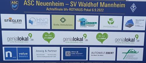 (Foto: A. Stiehl) Zahlreiche Sponsoren unterstützen den ASC Neuenheim im bfv-Pokal ASC SVW1