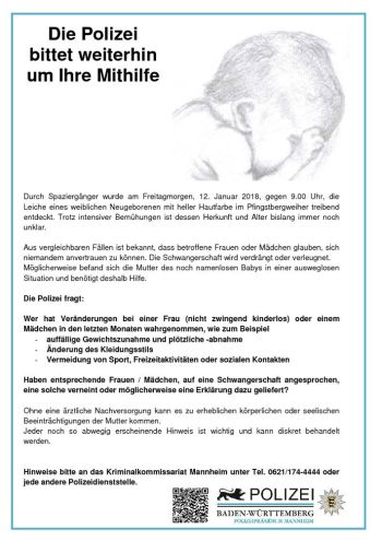 pol ma mannheim pfingstberg fund einer babyleiche im pfingstbergweiher am 12 01 2018 taucheinsatz wu